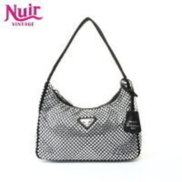 Prada Handbags - Prada Crystal Satin Hobo Bag Shoulder Black